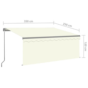 Tenda da Sole Retrattile Manuale con LED 3,5x2,5 m Crema 3069402