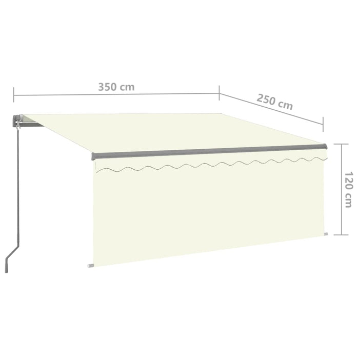 Tenda da Sole Retrattile Manuale con LED 3,5x2,5 m Crema 3069402