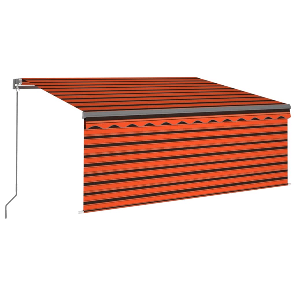 Tenda da Sole Retrattile Manuale LED 3,5x2,5m Arancione Marrone 3069405