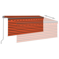 Tenda da Sole Retrattile Manuale LED 3,5x2,5m Arancione Marrone 3069405