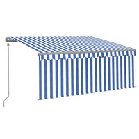 Tenda Sole Retrattile Automatica Parasole 3,5x2,5m Blu Bianco 3069406