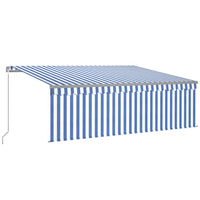 Tenda Sole Retrattile Manuale con Parasole 4x3m Blu e Bianco 3069416