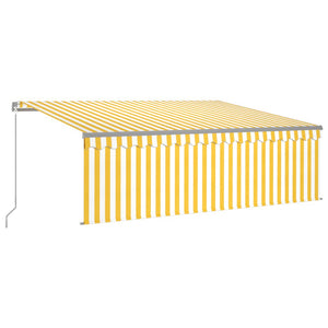 Tenda Sole Retrattile Manuale con Parasole 4x3m Gialla Bianca 3069418