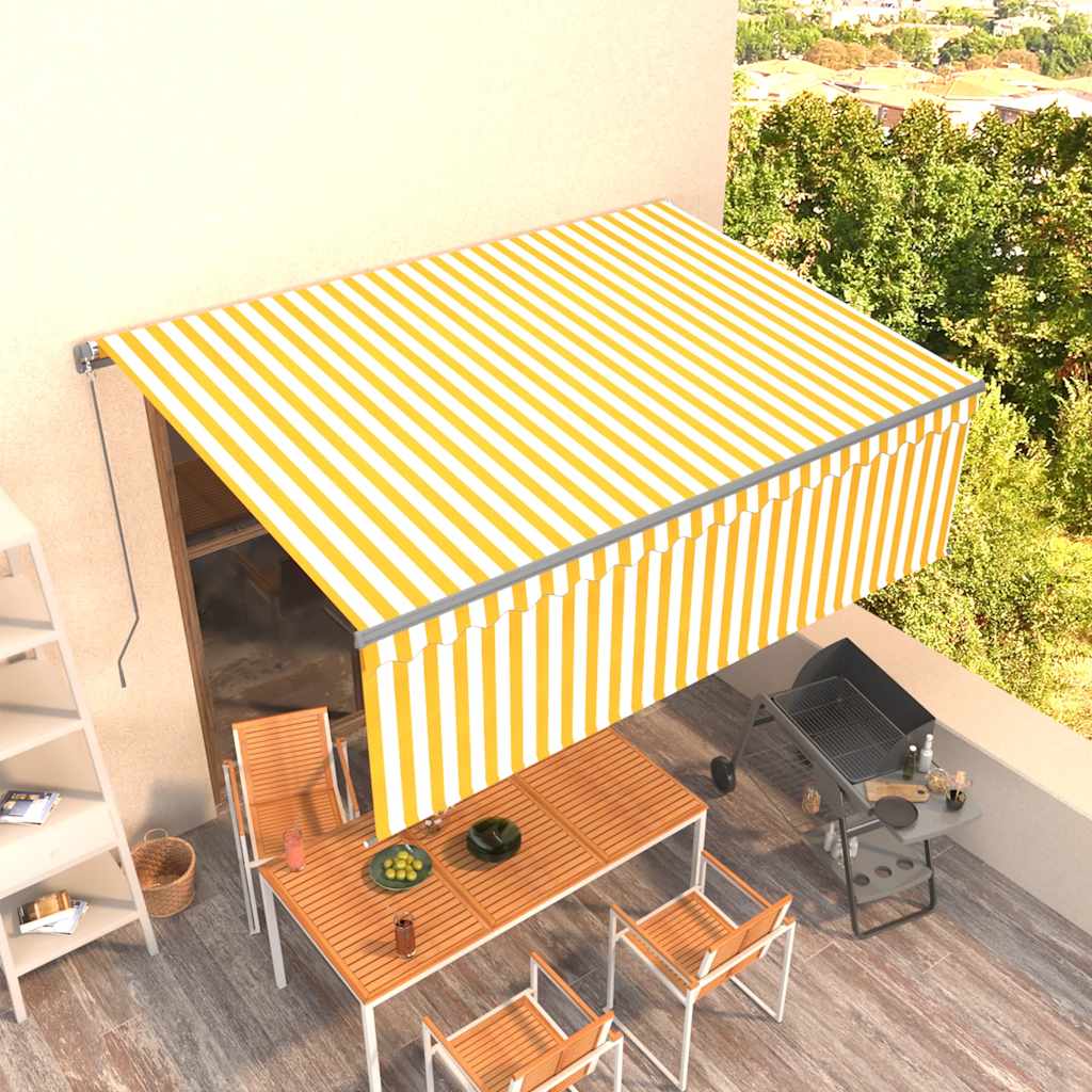 Tenda Sole Retrattile Manuale con Parasole 4x3m Gialla Bianca 3069418