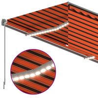 Tenda Sole Retrattile Manuale Parasole LED 4x3m Arancio Marrone 3069425