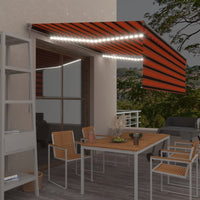 Tenda Sole Retrattile Manuale Parasole LED 4x3m Arancio Marrone 3069425