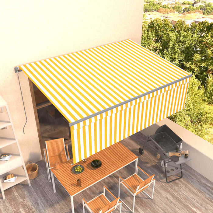 Tenda da Sole Retrattile con Parasole 4,5x3m Gialla e Bianca 3069438