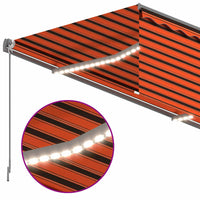 Tenda Sole Retrattile Manuale con LED 4,5x3m Arancione Marrone 3069445