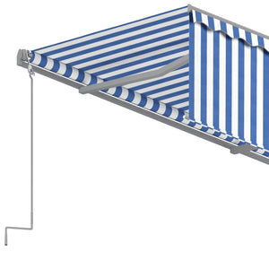 Tenda Sole Retrattile Automatica con Parasole 4,5x3m Blu Bianco 3069446