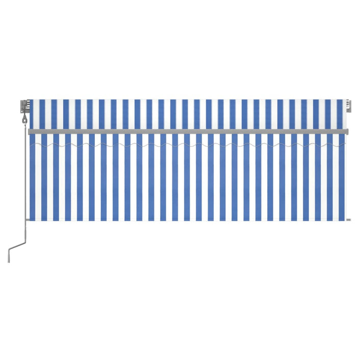 Tenda Automatica Parasole LED Sensore Vento 4,5x3 m Blu Bianco 3069451