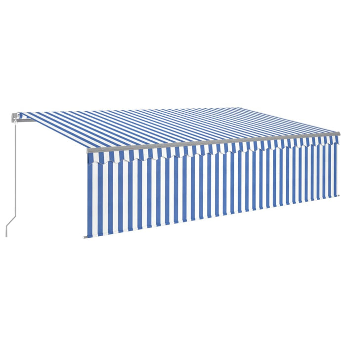 Tenda Sole Retrattile Manuale con Parasole 5x3m Blu e Bianco 3069456