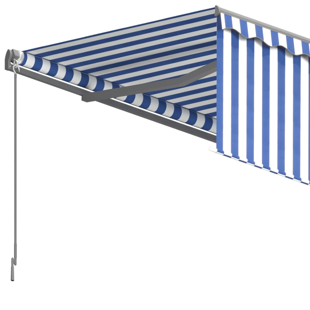 Tenda Sole Retrattile Manuale con Parasole 5x3m Blu e Bianco 3069456