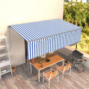 Tenda Sole Retrattile Manuale con Parasole 5x3m Blu e Bianco 3069456