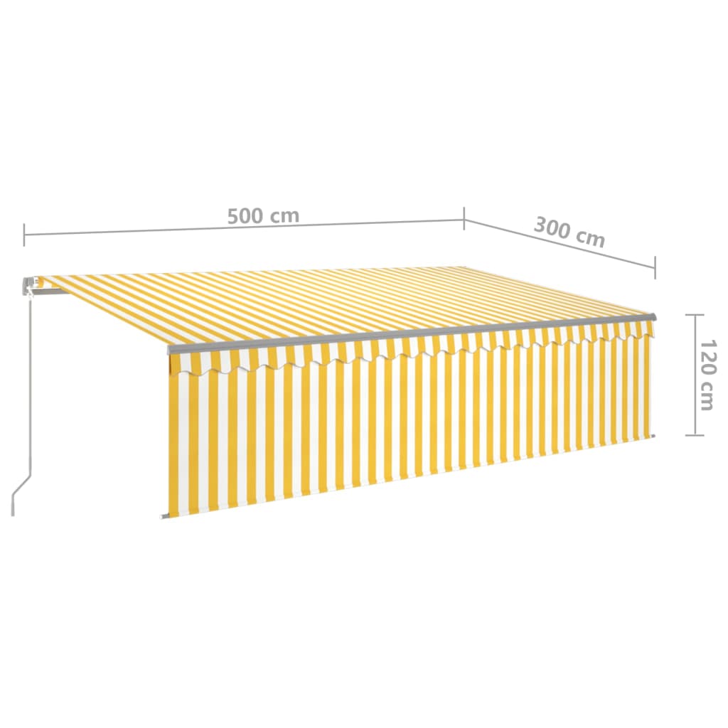 Tenda Sole Retrattile Manuale Parasole LED 5x3m Gialla Bianca 3069463