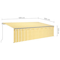 Tenda Sole Retrattile Manuale Parasole LED 5x3m Gialla Bianca 3069463