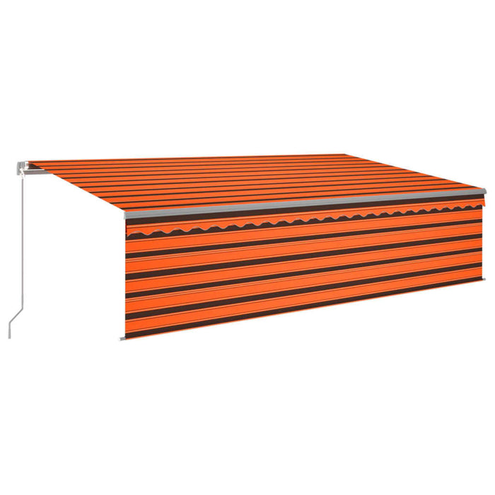 Tenda Sole Retrattile Manuale Parasole LED 5x3m Arancio Marrone 3069465