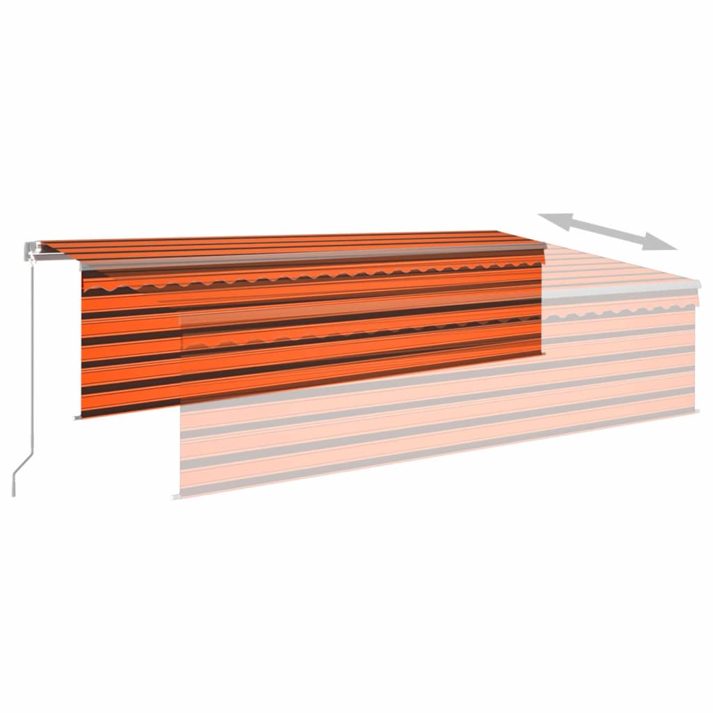 Tenda Sole Retrattile Manuale Parasole LED 5x3m Arancio Marrone 3069465