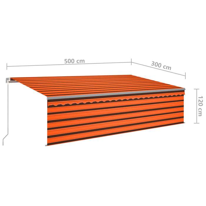Tenda Sole Retrattile Manuale Parasole LED 5x3m Arancio Marrone 3069465
