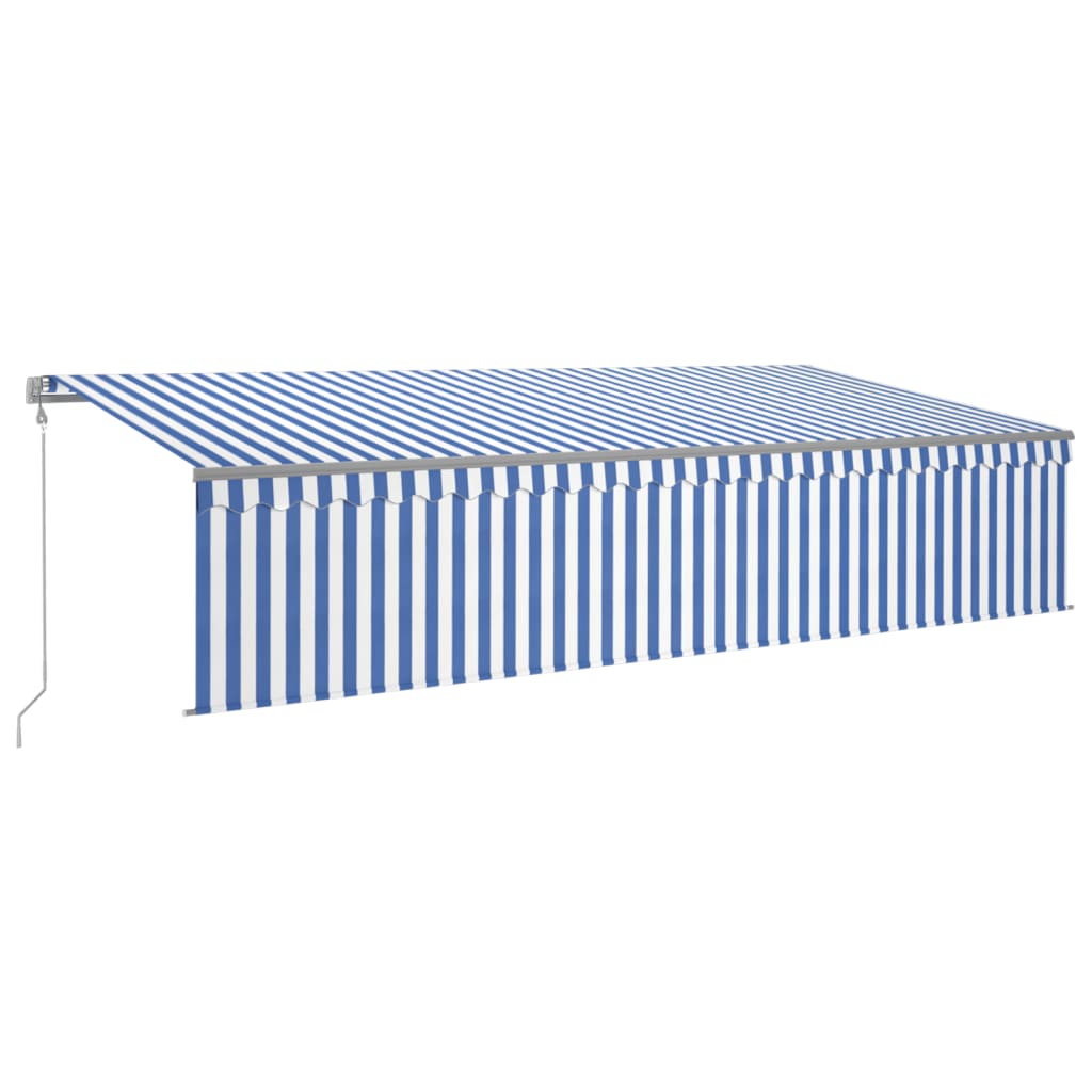 Tenda Sole Retrattile Automatica con Parasole 6x3m Blu Bianco 3069486