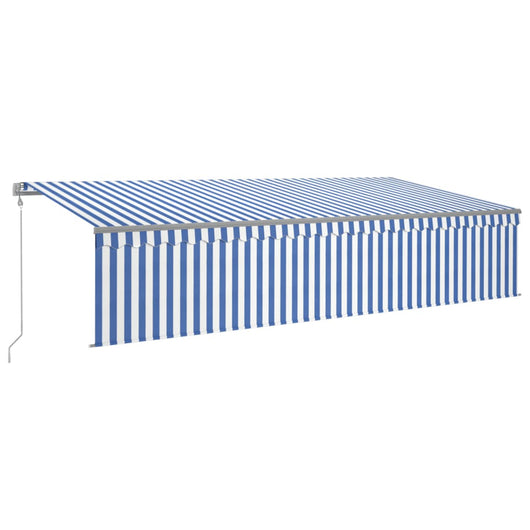 Tenda Sole Retrattile Automatica con Parasole 6x3m Blu Bianco 3069486