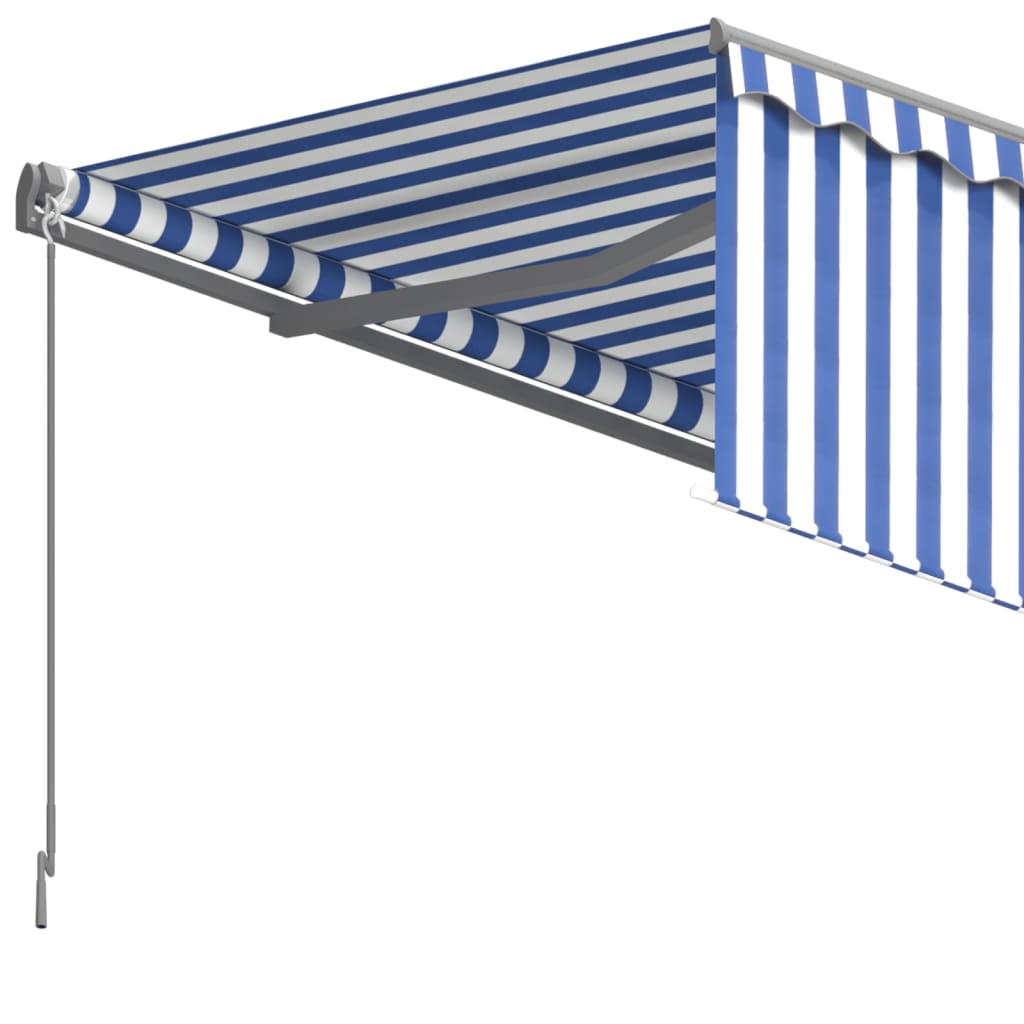 Tenda Sole Retrattile Automatica con Parasole 6x3m Blu Bianco 3069486