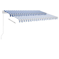 Tenda da Sole Retrattile Manuale con LED 300x250cm Blu e Bianco 3069501