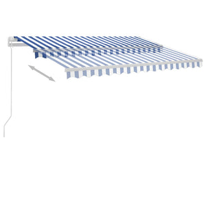 Tenda da Sole Retrattile Manuale con LED 300x250cm Blu e Bianco 3069501