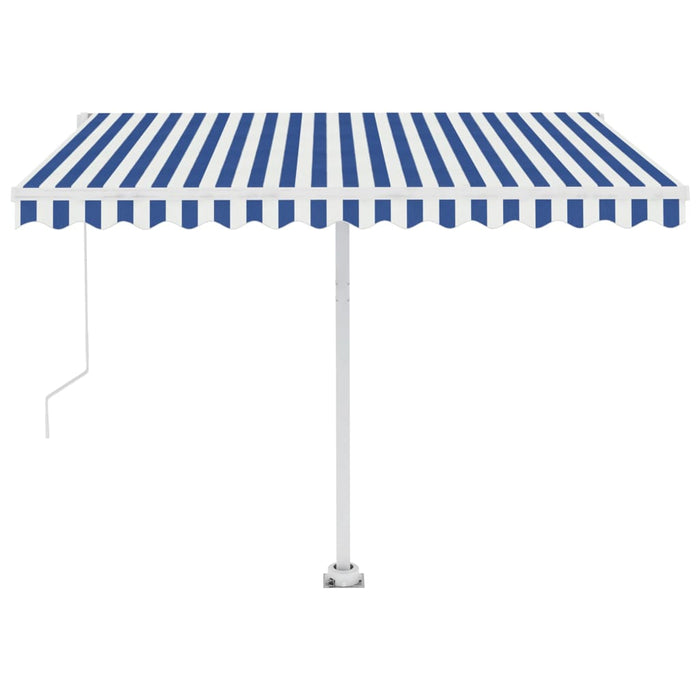 Tenda da Sole Retrattile Manuale con LED 300x250cm Blu e Bianco 3069501