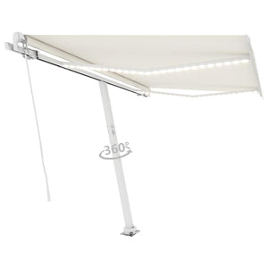 Tenda da Sole Retrattile Manuale con LED 300x250 cm Crema 3069502