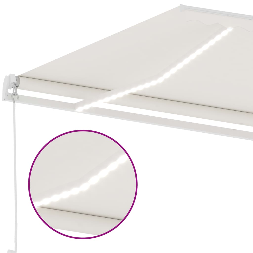 Tenda da Sole Retrattile Manuale con LED 300x250 cm Crema 3069502