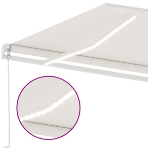 Tenda da Sole Retrattile Manuale con LED 300x250 cm Crema 3069502