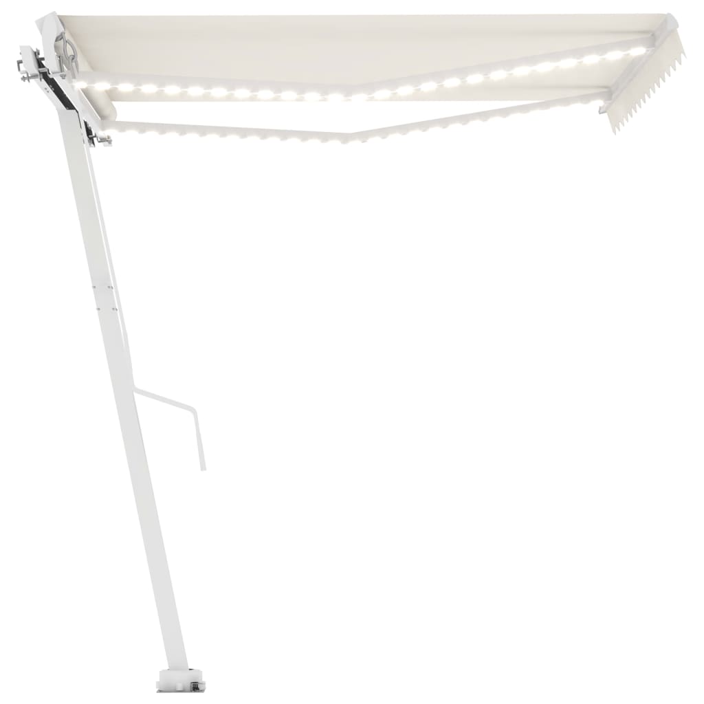 Tenda da Sole Retrattile Manuale con LED 300x250 cm Crema 3069502