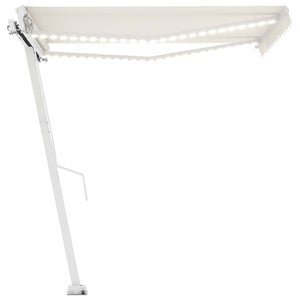 Tenda da Sole Retrattile Manuale con LED 300x250 cm Crema 3069502