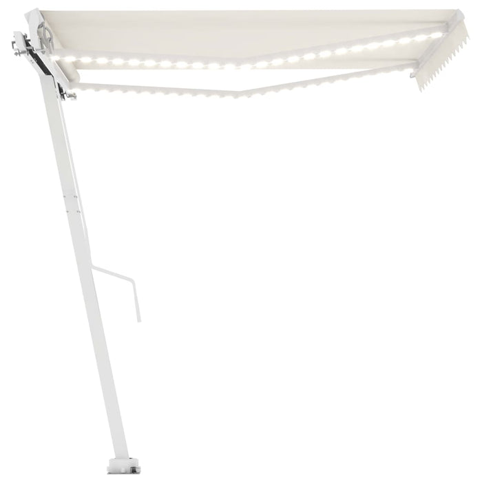 Tenda da Sole Retrattile Manuale con LED 300x250 cm Crema 3069502