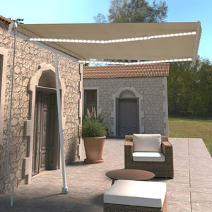 Tenda da Sole Retrattile Manuale con LED 300x250 cm Crema 3069502