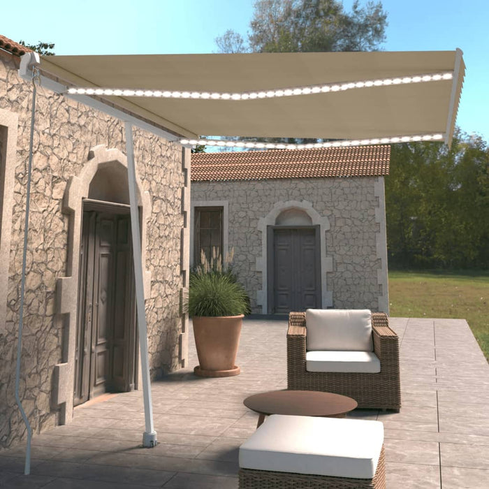 Tenda da Sole Retrattile Manuale con LED 300x250 cm Crema 3069502