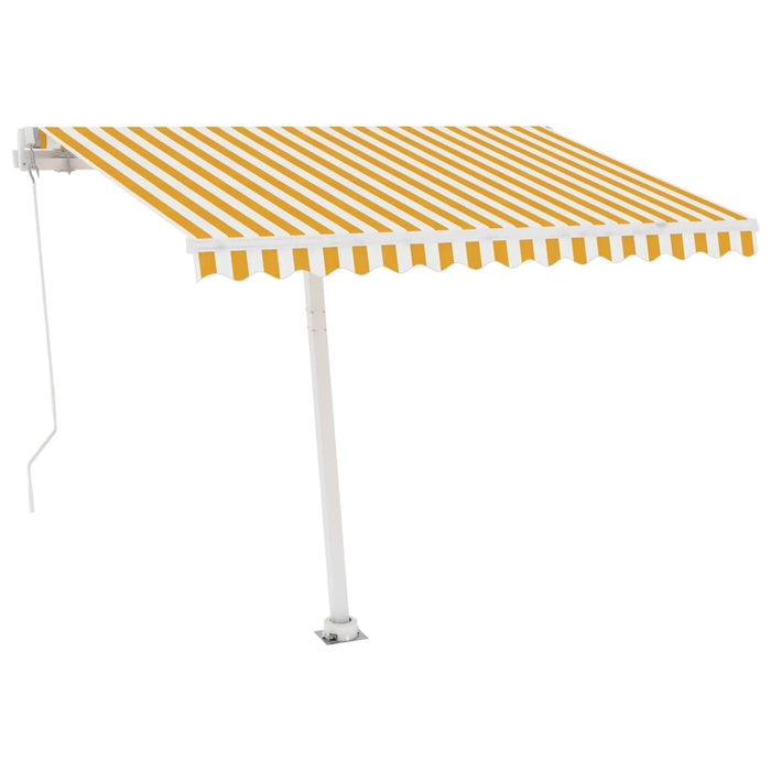 Tenda da Sole Manuale con LED 300x250 cm Gialla e Bianca 3069503