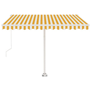 Tenda da Sole Manuale con LED 300x250 cm Gialla e Bianca 3069503
