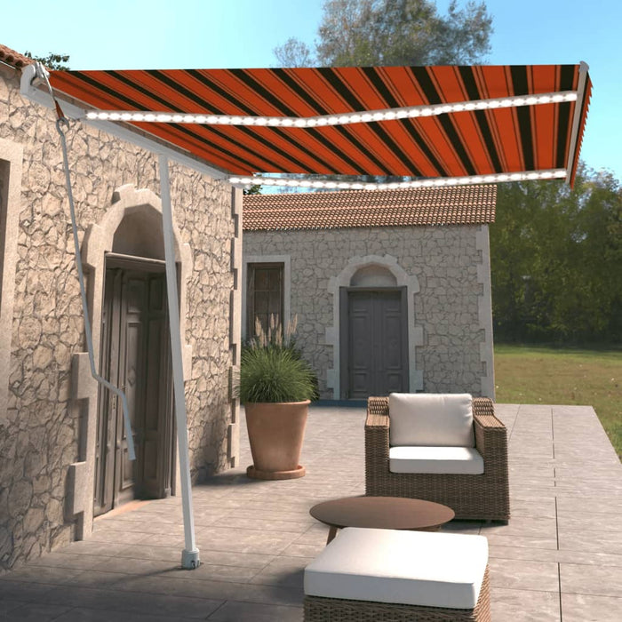 Tenda Automatica Sensore Vento e LED 300x250 cm Arancio Marrone 3069515
