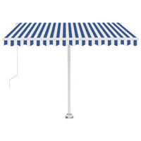 Tenda da Sole Manuale Autoportante 350x250 cm Blu/Bianca 3069516
