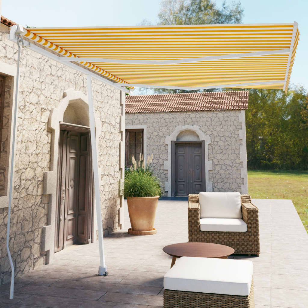 Tenda da Sole Autoportante Manuale 350x250 cm Gialla/Bianca 3069518