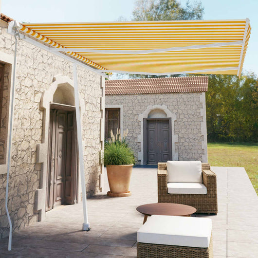 Tenda da Sole Autoportante Manuale 350x250 cm Gialla/Bianca 3069518
