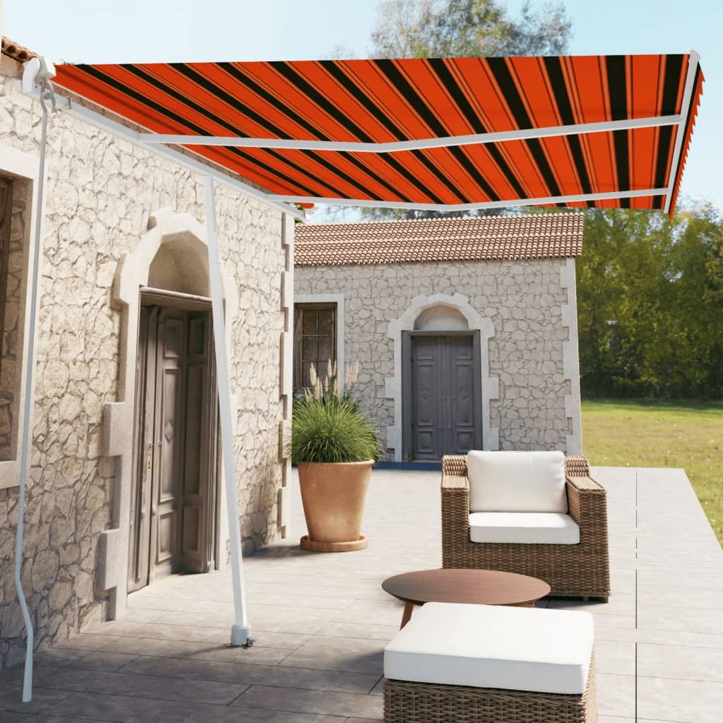 Tenda da Sole Retrattile Manuale 350x250 cm Arancione e Marrone 3069520