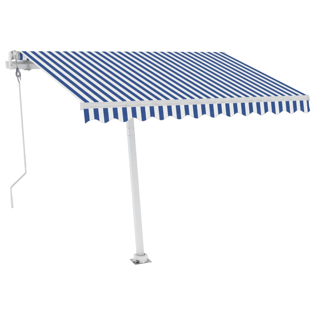 Tenda Automatica con Sensore Vento e LED 350x250 cm Blu Bianca 3069531