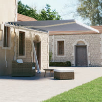 Tenda da Sole Retrattile Manuale con Palo 400x300 cm Blu Bianca cod mxl 62059