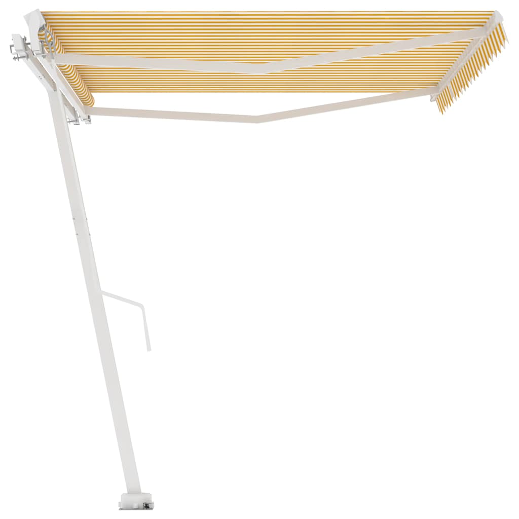Tenda Retrattile Manuale con Palo 400x300 cm Giallo Bianco 3069538