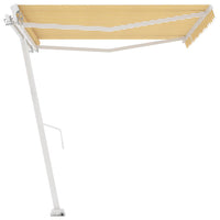 Tenda Retrattile Manuale con Palo 400x300 cm Giallo Bianco 3069538