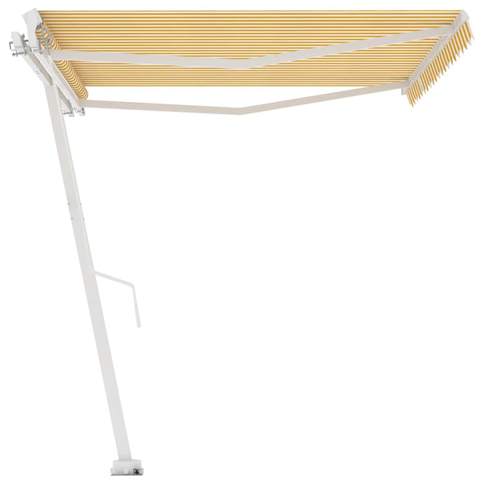 Tenda Retrattile Manuale con Palo 400x300 cm Giallo Bianco 3069538