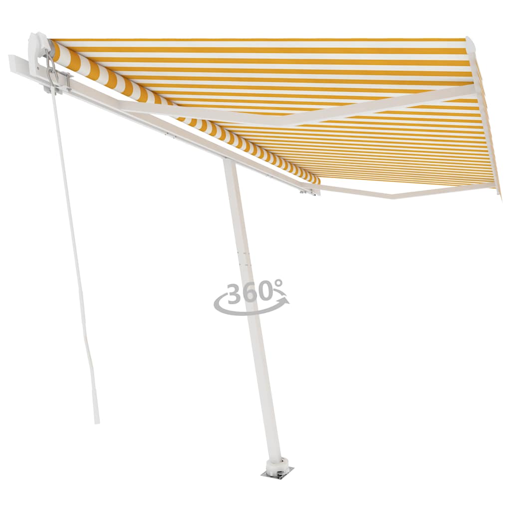 Tenda Retrattile Manuale con Palo 400x300 cm Giallo Bianco 3069538