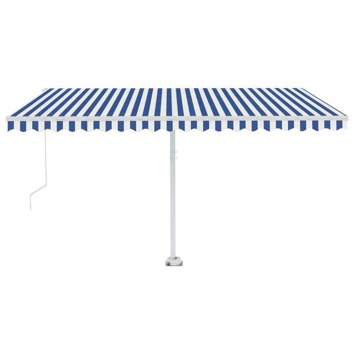 Tenda da Sole Retrattile Manuale con LED 400x300cm Blu e Bianca cod mxl 43724